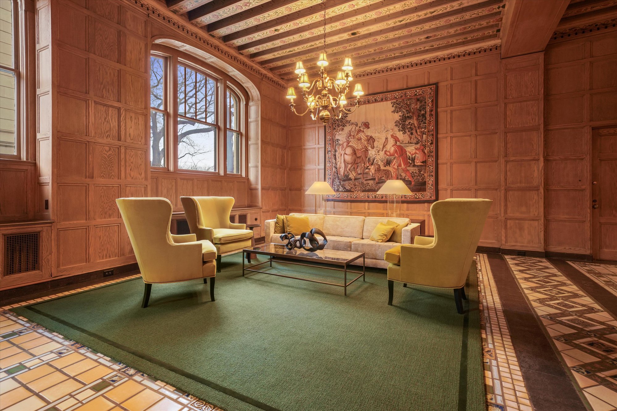 Elegant lobby at 1448 N Lake Shore Drive, a vintage Gold Coast co-op.