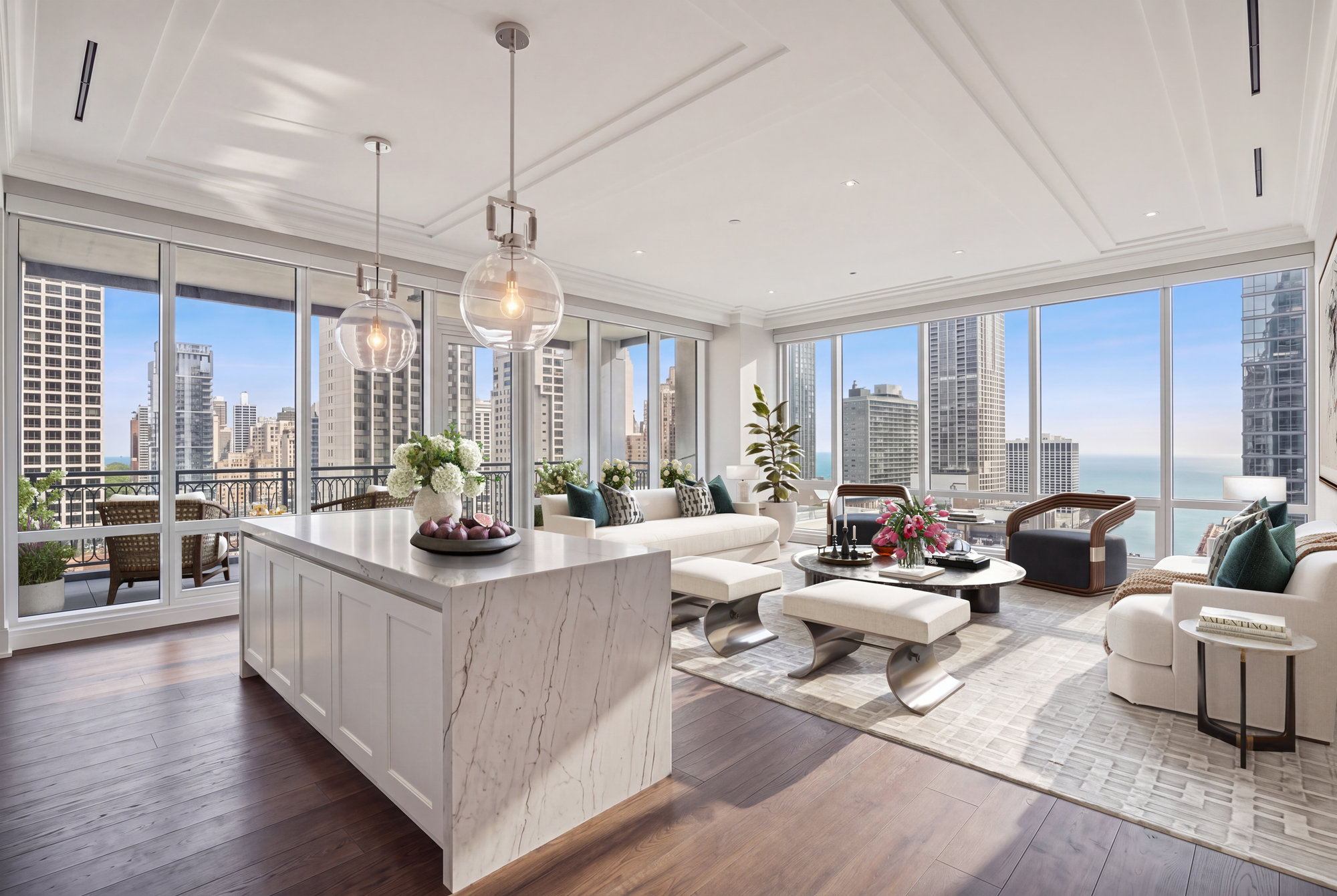 Lake views from St. Regis Chicago living room